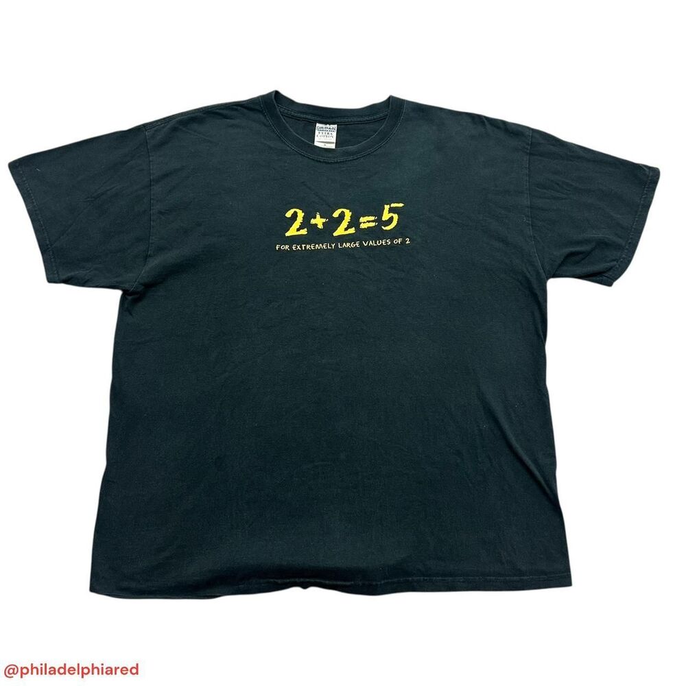 Vintage Y2K 2000’s 2 + 2 =5 math problem t-shirt mens XL